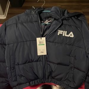 Reflective Fila cropped puffer jacket